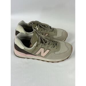 New Balance 574 Cream Tan Pink Gold 8.5 Retro Running Shoes Sneakers WL574MLA